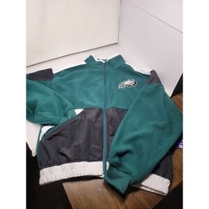 Philadelphia Eagles NFL Green Fleece Full Zip Jacket Mens Sz Medium Football